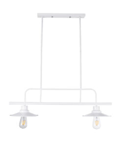 GloboStar® REGAL 01008 Vintage Φωτιστικό Οροφής Ράγα Δίφωτο 2 x E27 IP20 Λευκό Μέταλλο - Μ80 x Π26 x Υ82cm 14 01008 4