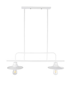 GloboStar® REGAL 01008 Vintage Φωτιστικό Οροφής Ράγα Δίφωτο 2 x E27 IP20 Λευκό Μέταλλο - Μ80 x Π26 x Υ82cm 15 01008 5