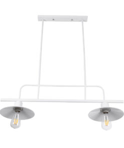 GloboStar® REGAL 01008 Vintage Φωτιστικό Οροφής Ράγα Δίφωτο 2 x E27 IP20 Λευκό Μέταλλο - Μ80 x Π26 x Υ82cm 16 01008 6