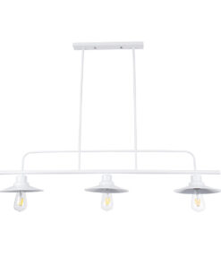 GloboStar® GloboStar® REGAL 01010 Vintage Φωτιστικό Οροφής Ράγα Τρίφωτο 3 x E27 IP20 Λευκό Μέταλλο - Μ110 x Π26 x Υ75cm