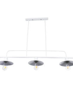 GloboStar® REGAL 01010 Vintage Φωτιστικό Οροφής Ράγα Τρίφωτο 3 x E27 IP20 Λευκό Μέταλλο - Μ110 x Π26 x Υ75cm 16 01010 6