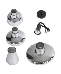 GLOBOSTAR® FEMINE 01011 Μοντέρνο Κρεμαστό Φωτιστικό Οροφής με Ντουί 4 x E27 AC 220-240V IP20 - Γκρι & Μαύρο - Μ70 x Π70 x Y24.5cm - Σετ 4 Τεμαχίων 20 01011 10