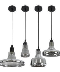 GLOBOSTAR® FEMINE 01011 Μοντέρνο Κρεμαστό Φωτιστικό Οροφής με Ντουί 4 x E27 AC 220-240V IP20 - Γκρι & Μαύρο - Μ70 x Π70 x Y24.5cm - Σετ 4 Τεμαχίων 16 01011 6