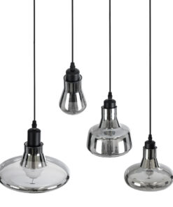 GLOBOSTAR® FEMINE 01011 Μοντέρνο Κρεμαστό Φωτιστικό Οροφής με Ντουί 4 x E27 AC 220-240V IP20 - Γκρι & Μαύρο - Μ70 x Π70 x Y24.5cm - Σετ 4 Τεμαχίων 17 01011 7