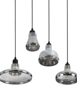 GLOBOSTAR® FEMINE 01011 Μοντέρνο Κρεμαστό Φωτιστικό Οροφής με Ντουί 4 x E27 AC 220-240V IP20 - Γκρι & Μαύρο - Μ70 x Π70 x Y24.5cm - Σετ 4 Τεμαχίων 18 01011 8