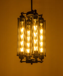 Alternative view of GLOBOSTAR® TUBING 01013 Vintage Κρεμαστό Φωτιστικό Οροφής με Ντουί 4 x E27 AC 220-240V IP20 - Μαύρο - Μ27 x Π27 x Y47cm