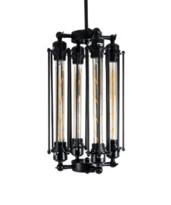 GLOBOSTAR® TUBING 01013 Vintage Κρεμαστό Φωτιστικό Οροφής με Ντουί 4 x E27 AC 220-240V IP20 - Μαύρο - Μ27 x Π27 x Y47cm 14 01013 5