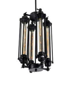 GLOBOSTAR® TUBING 01013 Vintage Κρεμαστό Φωτιστικό Οροφής με Ντουί 4 x E27 AC 220-240V IP20 - Μαύρο - Μ27 x Π27 x Y47cm 15 01013 6