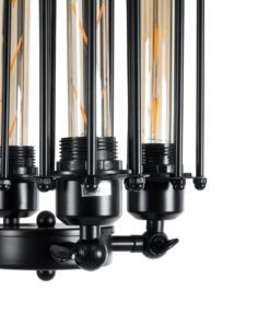 GLOBOSTAR® TUBING 01013 Vintage Κρεμαστό Φωτιστικό Οροφής με Ντουί 4 x E27 AC 220-240V IP20 - Μαύρο - Μ27 x Π27 x Y47cm 18 01013 9