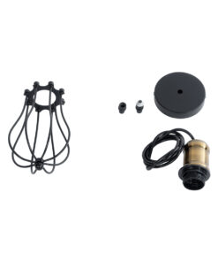 GLOBOSTAR® CAMBER 01016 Vintage Κρεμαστό Φωτιστικό Οροφής με Ντουί 1 x E27 AC 220-240V IP20 - Μαύρο & Χρυσό - Μ12 x Π12 x Υ18cm 20 01016 11