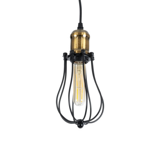 GloboStar® GLOBOSTAR® CAMBER 01016 Vintage Κρεμαστό Φωτιστικό Οροφής με Ντουί 1 x E27 AC 220-240V IP20 - Μαύρο & Χρυσό - Μ12 x Π12 x Υ18cm