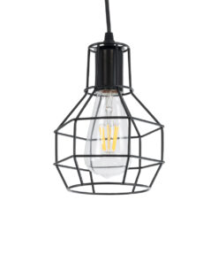 GloboStar® GLOBOSTAR® CAGE 01017 Vintage Κρεμαστό Φωτιστικό Οροφής με Ντουί 3 x E27 AC 220-240V IP20 - Μαύρο - Μ15 x Π15 x Υ20cm