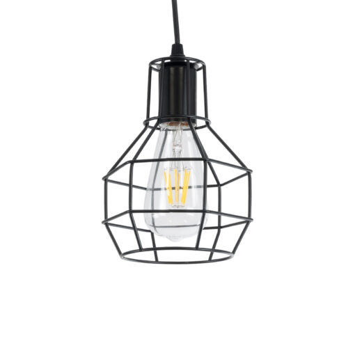 GloboStar® GLOBOSTAR® CAGE 01017 Vintage Κρεμαστό Φωτιστικό Οροφής με Ντουί 3 x E27 AC 220-240V IP20 - Μαύρο - Μ15 x Π15 x Υ20cm
