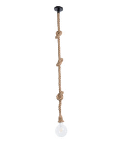 GLOBOSTAR® ROPE 01018 Boho Κρεμαστό Φωτιστικό Οροφής με Ντουί 1 x E27 AC 220-240V IP20 - Μπεζ - Μ3.5 x Π3.5 x Υ200cm 10 01018 4