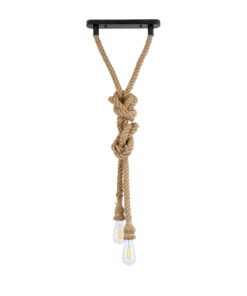 GloboStar® GLOBOSTAR® ROPE 01019 Boho Κρεμαστό Φωτιστικό Οροφής με Ντουί 2 x E27 AC 220-240V IP20 - Μπεζ - Μ38 x Π3.5 x Υ200cm