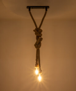 Alternative view of GLOBOSTAR® ROPE 01019 Boho Κρεμαστό Φωτιστικό Οροφής με Ντουί 2 x E27 AC 220-240V IP20 - Μπεζ - Μ38 x Π3.5 x Υ200cm