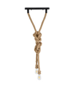 GLOBOSTAR® ROPE 01019 Boho Κρεμαστό Φωτιστικό Οροφής με Ντουί 2 x E27 AC 220-240V IP20 - Μπεζ - Μ38 x Π3.5 x Υ200cm 11 01019 4