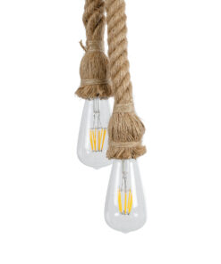 GLOBOSTAR® ROPE 01019 Boho Κρεμαστό Φωτιστικό Οροφής με Ντουί 2 x E27 AC 220-240V IP20 - Μπεζ - Μ38 x Π3.5 x Υ200cm 15 01019 8