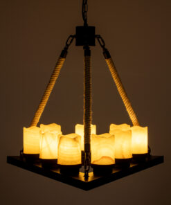 Alternative view of GLOBOSTAR® DOME 10001021 Vintage Κρεμαστό Φωτιστικό Οροφής με Ντουί 9 x E27 AC 220-240V IP20 - Μπεζ & Μαύρο - Μ68 x Π60 x Υ50cm