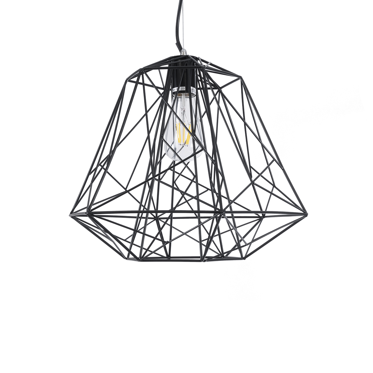 GLOBOSTAR® GRID 01022 Vintage Κρεμαστό Φωτιστικό Οροφής με Ντουί 1 x E27 AC 220-240V IP20 - Μαύρο - Μ40 x Π40 x Υ33cm 5 GLOBOSTAR® GRID 01022 Vintage Κρεμαστό Φωτιστικό Οροφής με Ντουί 1 x E27 AC 220-240V IP20 - Μαύρο - Μ40 x Π40 x Υ33cm - Image 4