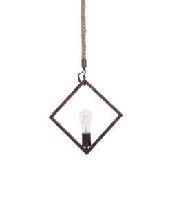 GloboStar® GLOBOSTAR® ALCO 01023 Vintage Κρεμαστό Φωτιστικό Οροφής με Ντουί 1 x E27 AC 220-240V IP20 - Χάλκινο & Μπεζ - Μ35 x Π3 x Υ35cm