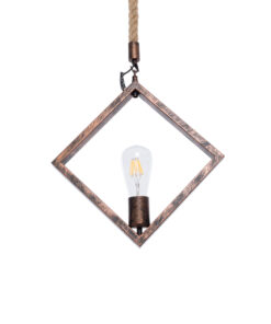 GLOBOSTAR® ALCO 01023 Vintage Κρεμαστό Φωτιστικό Οροφής με Ντουί 1 x E27 AC 220-240V IP20 - Χάλκινο & Μπεζ - Μ35 x Π3 x Υ35cm 17 01023 8