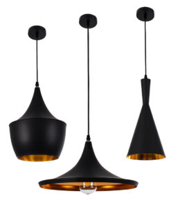 GLOBOSTAR® SHANGHAI 01025 Μοντέρνο Κρεμαστό Φωτιστικό Οροφής με Ντουί 3 x E27 AC 220-240V IP20 - Μαύρο & Χρυσό - Μ79.5 x Π79.5 x Υ38cm - Σετ 3 Τεμαχίων 20 01025 set 3