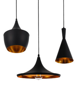 GLOBOSTAR® SHANGHAI 01025 Μοντέρνο Κρεμαστό Φωτιστικό Οροφής με Ντουί 3 x E27 AC 220-240V IP20 - Μαύρο & Χρυσό - Μ79.5 x Π79.5 x Υ38cm - Σετ 3 Τεμαχίων 23 01025 set 5