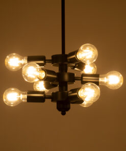 Alternative view of GloboStar® DELIR 01035 Μοντέρνο Φωτιστικό Οροφής Πλέγμα Πολύφωτο 9 x E27 IP20 Μαύρο Μέταλλο - Μ24 x Π24 x Υ23cm