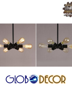 GloboStar® CONFOR 01036 Μοντέρνο Φωτιστικό Οροφης Ανάρτηση Πολύφωτο 6 x E27 IP20 Μαύρο Μέταλλο - Μ24 x Π24 x Υ8cm 8 01036 2