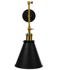 GloboStar® GLOBOSTAR® CRUCE 01037 Vintage Φωτιστικό Τοίχου - Απλίκα με Ντουί 1 x E27 AC 220-240V IP20 - Μαύρο & Χρυσό - Μ19 x Π63 x Υ77cm