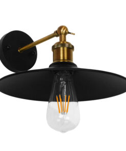 GloboStar® GLOBOSTAR® MINIMALL 01039 Vintage Φωτιστικό Τοίχου - Απλίκα με Ντουί 1 x E27 AC 220-240V IP20 - Μαύρο & Χρυσό - Μ22 x Π39 x Υ18cm