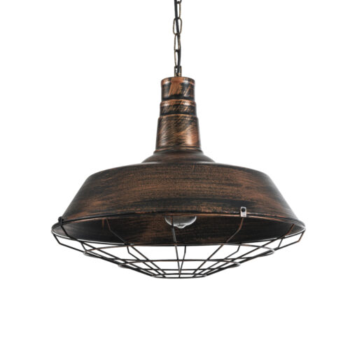 GloboStar® GLOBOSTAR® RAY 01048 Vintage Κρεμαστό Φωτιστικό Οροφής με Ντουί 1 x E27 AC 220-240V IP20 - Χάλκινο Εφέ Σκουριάς - Μ46 x Π46 x Υ25cm