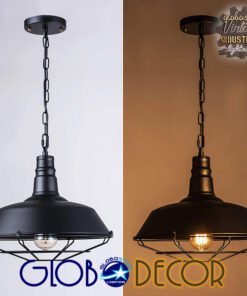 GLOBOSTAR® RAY 01048 Vintage Κρεμαστό Φωτιστικό Οροφής με Ντουί 1 x E27 AC 220-240V IP20 - Μαύρο - Μ46 x Π46 x Υ25cm 8 01048 1