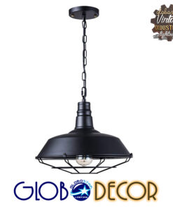 GloboStar® GLOBOSTAR® RAY 01048 Vintage Κρεμαστό Φωτιστικό Οροφής με Ντουί 1 x E27 AC 220-240V IP20 - Μαύρο - Μ46 x Π46 x Υ25cm