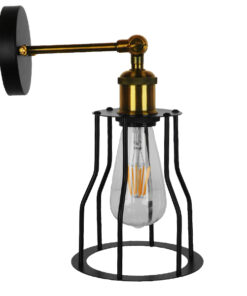 GloboStar® CATEL 01054 Vintage Επιτοίχιο Φωτιστικό Απλίκα Μονόφωτο 1 x E27 IP20 Μαύρο & Χρυσό Μέταλλο - Μ15 x Π26 x Υ31cm 11 01054 5
