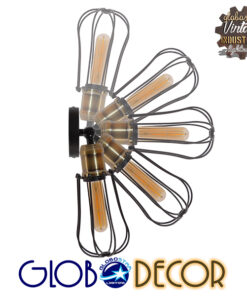 GloboStar® GLOBOSTAR® CATEL 01056 Vintage Φωτιστικό Τοίχου - Απλίκα με Ντουί 1 x E27 AC 220-240V IP20 - Μαύρο & Χρυσό - Μ12 x 15 x Υ32cm