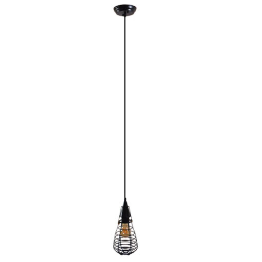 GloboStar® GLOBOSTAR® ALDO 01058 Vintage Κρεμαστό Φωτιστικό Οροφής με Ντουί 1 x E27 AC 220-240V IP20 - Μαύρο - Μ13 x Π13 x Υ27cm