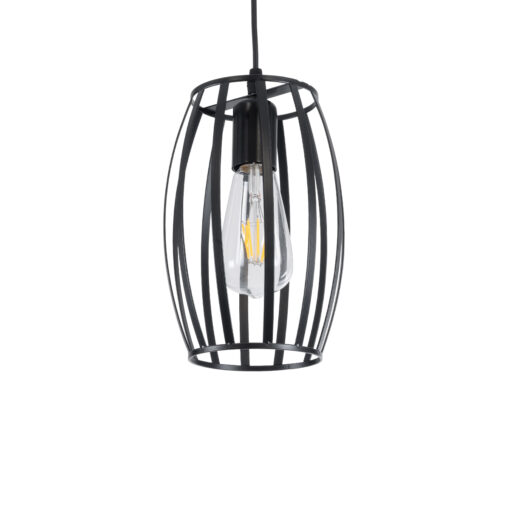 GloboStar® GLOBOSTAR® ZEBRA 01062 Μοντέρνο Κρεμαστό Φωτιστικό Οροφής με Ντουί 1 x E27 AC 220-240V IP20 - Μαύρο - Μ15 x Π15 x Υ24cm