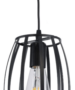 GLOBOSTAR® ZEBRA 01062 Μοντέρνο Κρεμαστό Φωτιστικό Οροφής με Ντουί 1 x E27 AC 220-240V IP20 - Μαύρο - Μ15 x Π15 x Υ24cm 17 01062 8