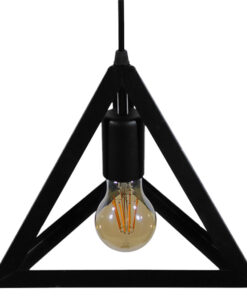 GLOBOSTAR® TRIANGLE 01063 Μοντέρνο Κρεμαστό Φωτιστικό Οροφής με Ντουί 1 x E27 AC 220-240V IP20 - Μαύρο - Μ25 x Π25 x Y21cm 12 01063 003