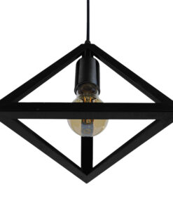 GLOBOSTAR® TRIANGLE 01063 Μοντέρνο Κρεμαστό Φωτιστικό Οροφής με Ντουί 1 x E27 AC 220-240V IP20 - Μαύρο - Μ25 x Π25 x Y21cm 19 01063 004