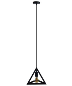 GloboStar® GLOBOSTAR® TRIANGLE 01063 Μοντέρνο Κρεμαστό Φωτιστικό Οροφής με Ντουί 1 x E27 AC 220-240V IP20 - Μαύρο - Μ25 x Π25 x Y21cm