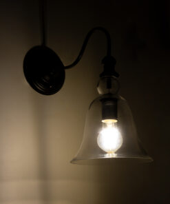 Alternative view of GloboStar® LILLY 01064 Vintage Επιτοίχιο Φωτιστικό Απλίκα Μονόφωτο 1 x E27 IP20 Μαύρο Μέταλλο με Διάφανο Γυαλί - Μ38 x Π20 x Υ37cm