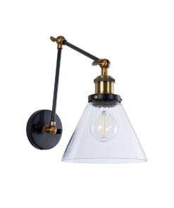 GloboStar® GLOBOSTAR® BINGLEY 01068 Vintage Φωτιστικό Τοίχου - Απλίκα με Ντουί 1 x E27 AC 220-240V IP20 - Διάφανο & Χρυσό - Μ18 x Π40 x Υ43cm