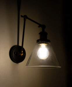 Alternative view of GLOBOSTAR® BINGLEY 01068 Vintage Φωτιστικό Τοίχου - Απλίκα με Ντουί 1 x E27 AC 220-240V IP20 - Διάφανο & Χρυσό - Μ18 x Π40 x Υ43cm