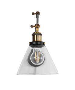 GLOBOSTAR® BINGLEY 01068 Vintage Φωτιστικό Τοίχου - Απλίκα με Ντουί 1 x E27 AC 220-240V IP20 - Διάφανο & Χρυσό - Μ18 x Π40 x Υ43cm 11 01068 4