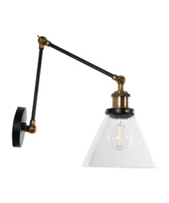 GLOBOSTAR® BINGLEY 01068 Vintage Φωτιστικό Τοίχου - Απλίκα με Ντουί 1 x E27 AC 220-240V IP20 - Διάφανο & Χρυσό - Μ18 x Π40 x Υ43cm 12 01068 5