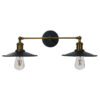 GloboStar® GLOBOSTAR® MINIMALL 01069 Vintage Φωτιστικό Τοίχου - Απλίκα με Ντουί 2 x E27 AC 220-240V IP20 - Μαύρο & Χρυσό - Μ30 x Π60 x Υ18cm