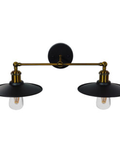 Alternative view of GLOBOSTAR® MINIMALL 01069 Vintage Φωτιστικό Τοίχου - Απλίκα με Ντουί 2 x E27 AC 220-240V IP20 - Μαύρο & Χρυσό - Μ30 x Π60 x Υ18cm